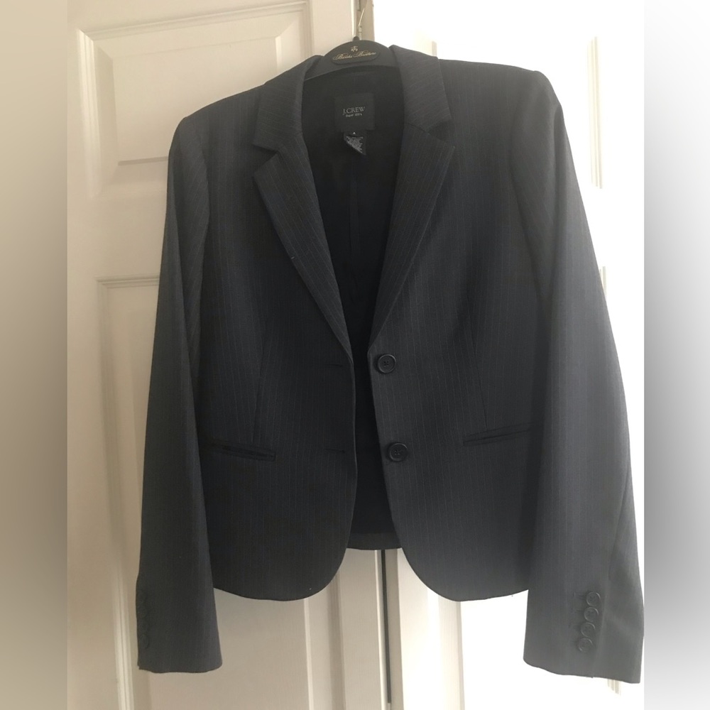 JCrew Super 120s - grey pinstripe wool blazer